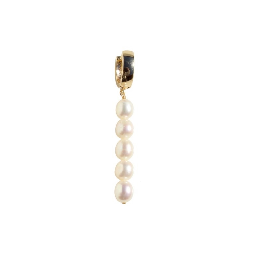 Mismatched Genuine Freshwater Pearl Earring Set Statement Gold Hoops Earrings - Picture 4 of 12